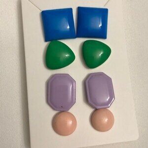 Retro Style Enamel Multicolor Shaped Studs 4 Pack